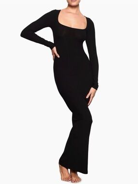 SKIMS | Dresses | Skims Fits Everybody Long Sleeve Low Back Long Dress In  Navy L | Poshmark